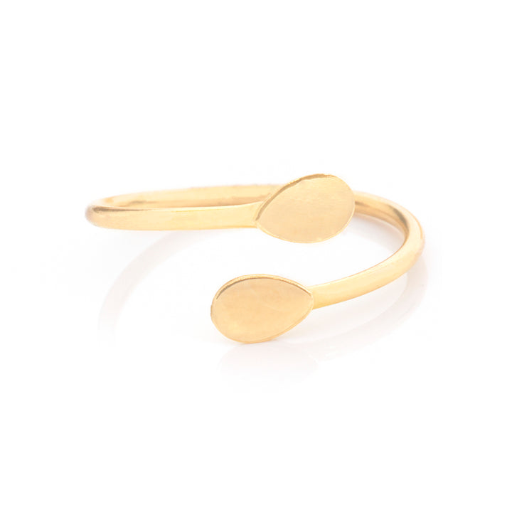 18K Gold Diamond-Cut Duo Heart Ring