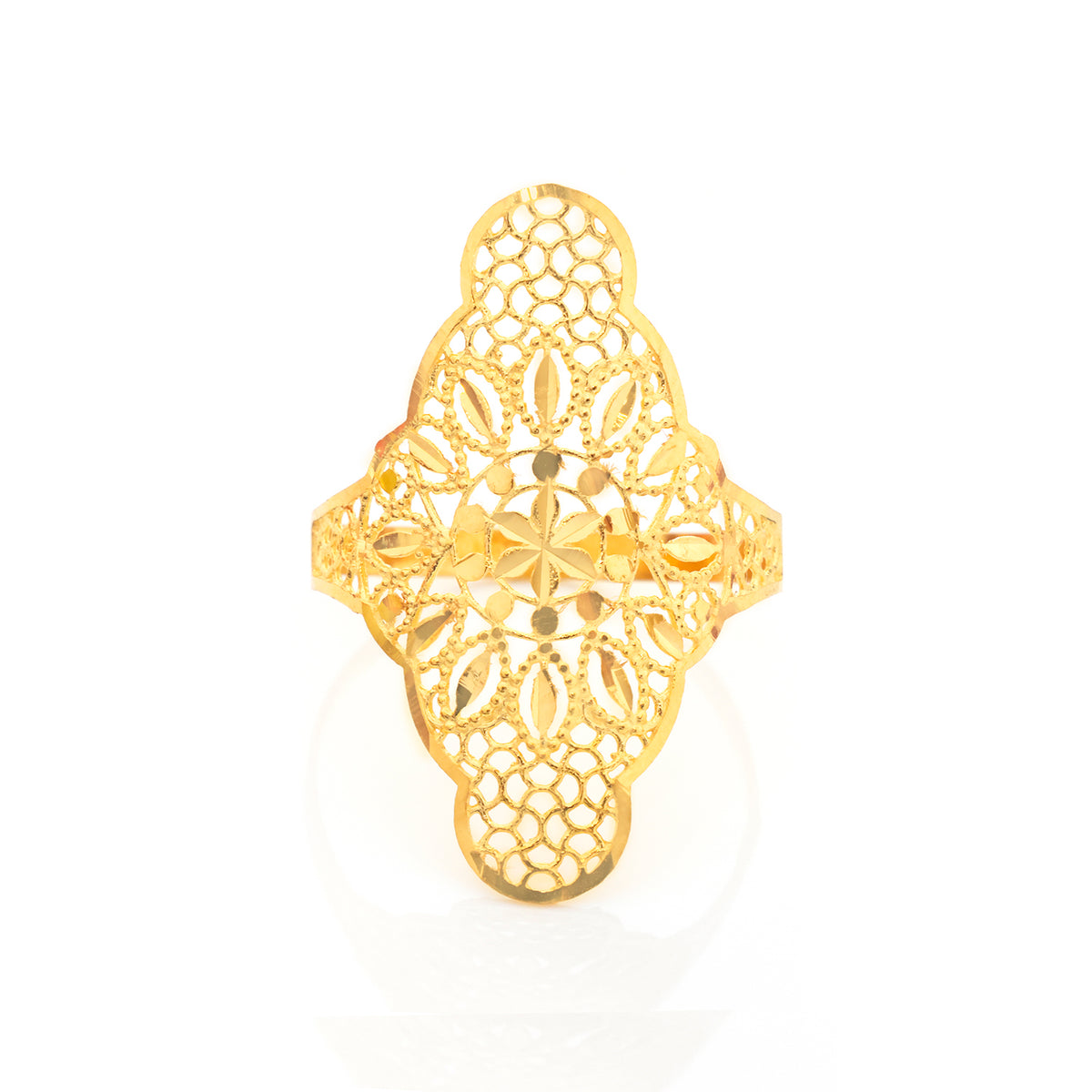 22K Gold Oval Scallop Filigree Ring - Zero making charge