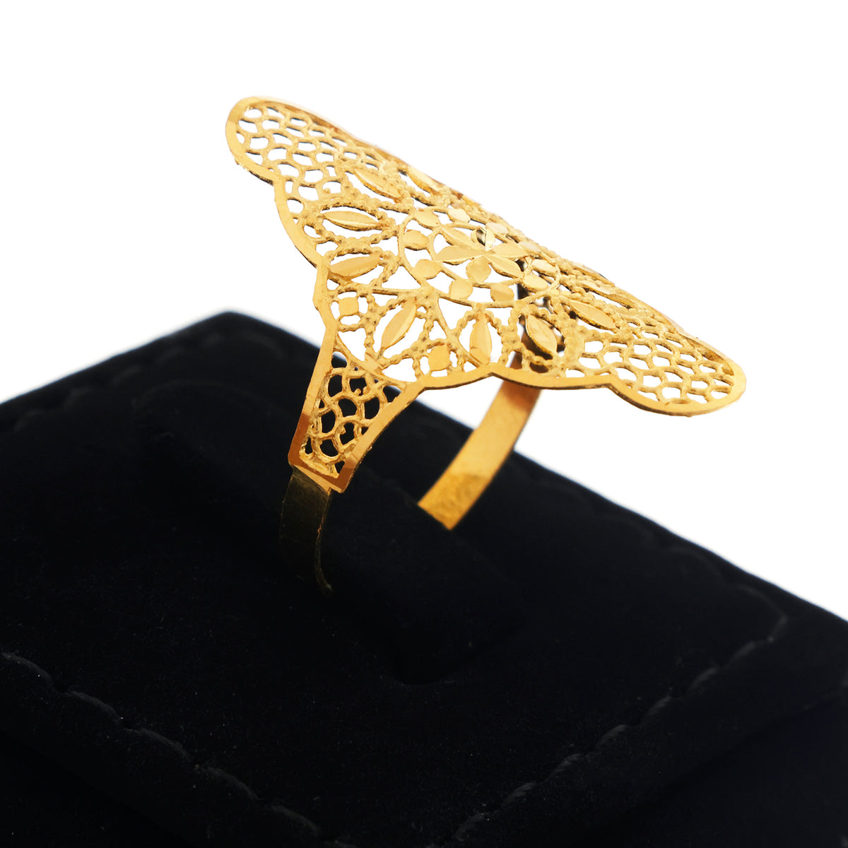 22K Gold Oval Scallop Filigree Ring - Zero making charge