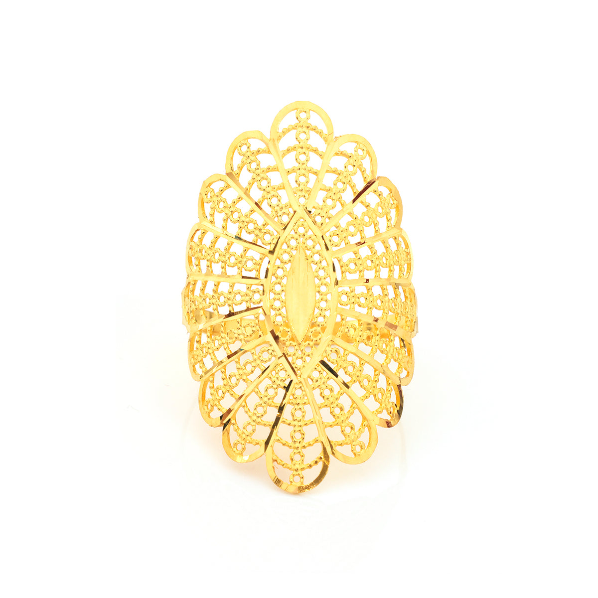22K Gold Scalloped Petal Flower Ring - Zero making charge