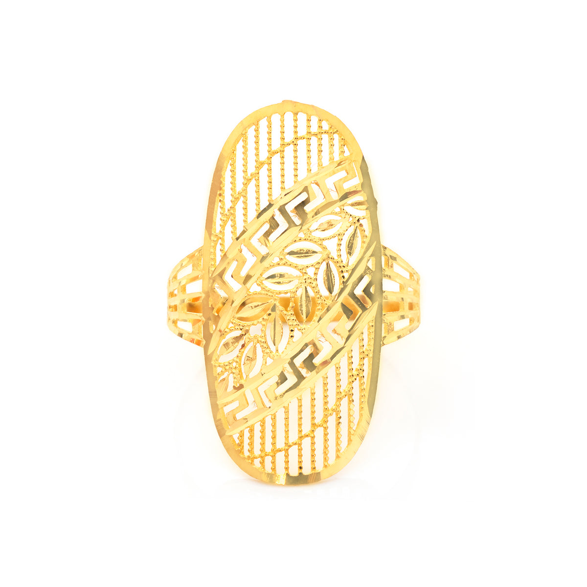 22K Gold Diagonal Chevron Marquise Ring - Zero making charge