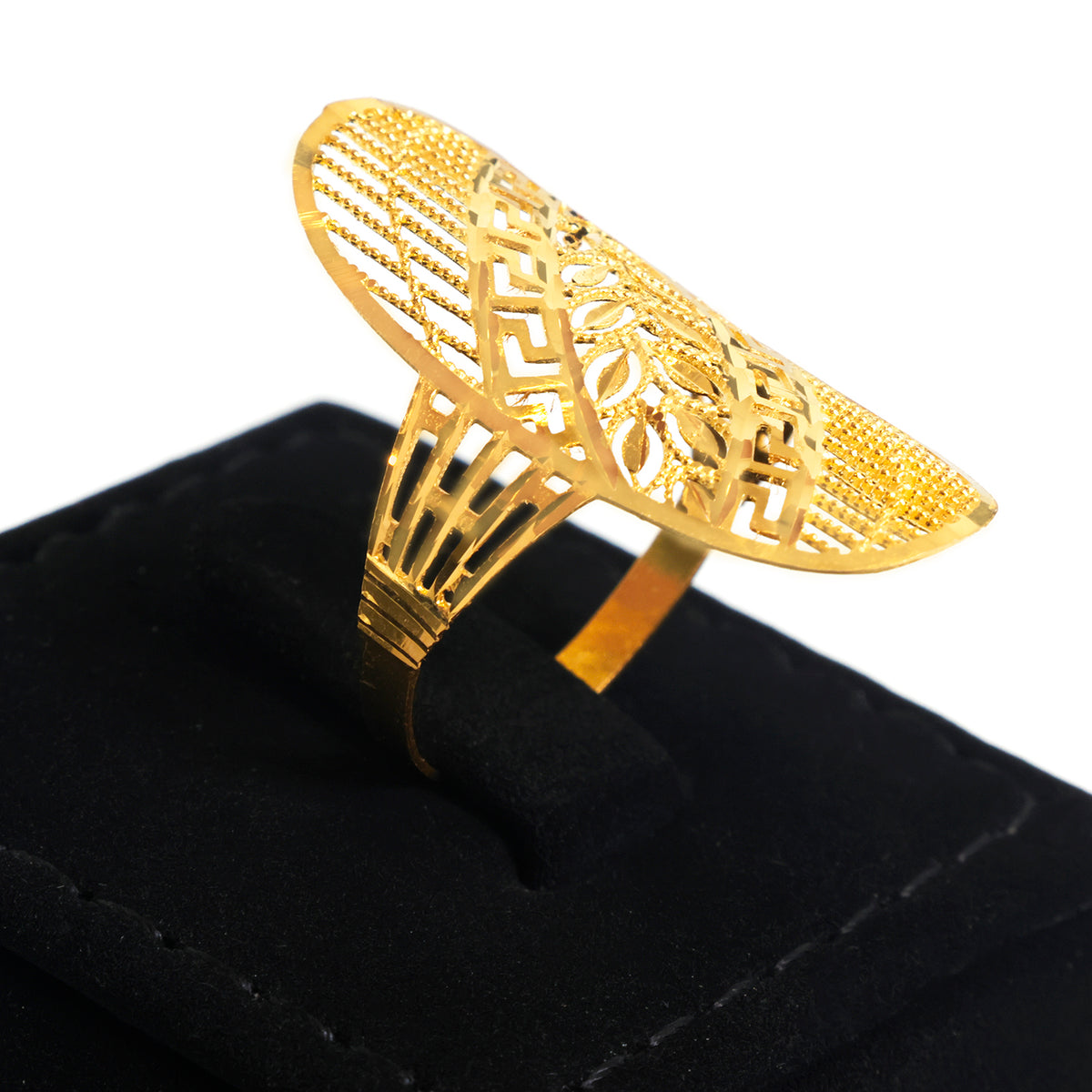 22K Gold Diagonal Chevron Marquise Ring - Zero making charge
