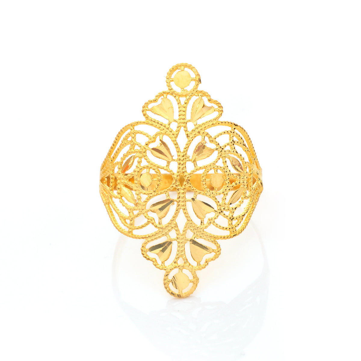 22K Gold Heart Cluster Shield Ring - Zero making charge