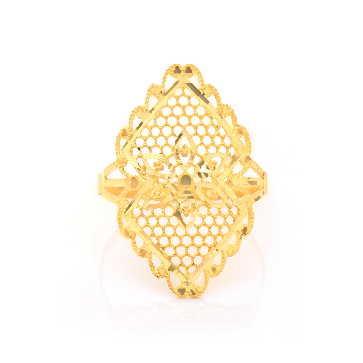 22K Gold Diamond Honeycomb Mesh Ring - Zero making charge