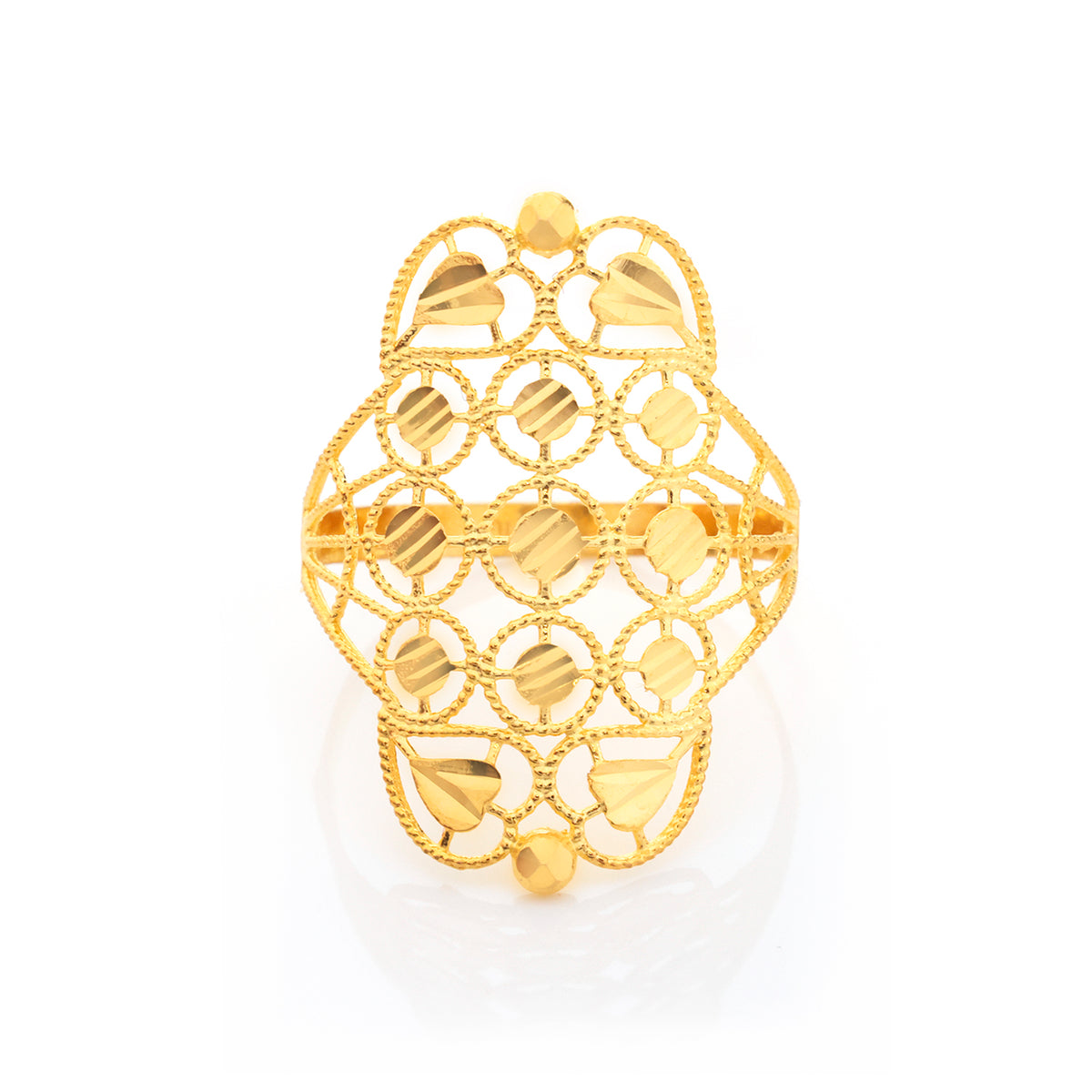 22K Gold Heart & Dot Quatrefoil Ring - Zero making charge