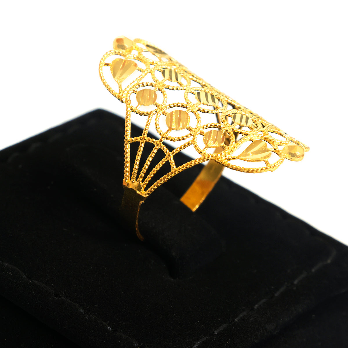 22K Gold Heart & Dot Quatrefoil Ring - Zero making charge