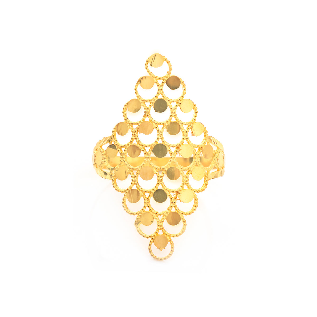 22K Gold Polka Dot Diamond Grid Ring - Zero making charge
