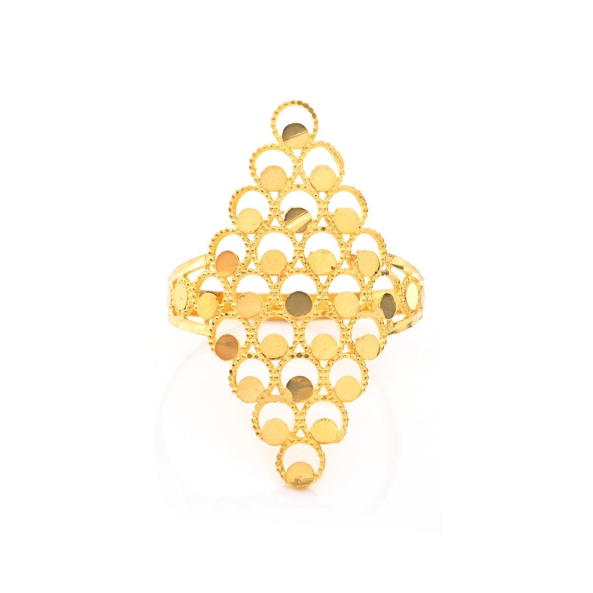 22K Gold Beaded Circle Diamond Ring - Zero making charge