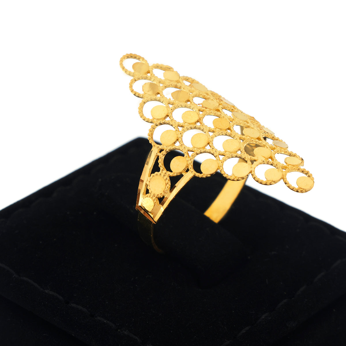 22K Gold Beaded Circle Diamond Ring - Zero making charge