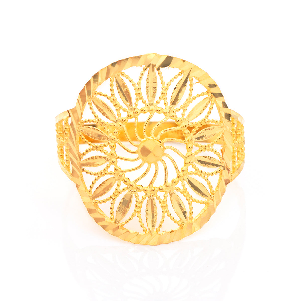 22K Gold Pinwheel Sunburst Ring - Zero making charge