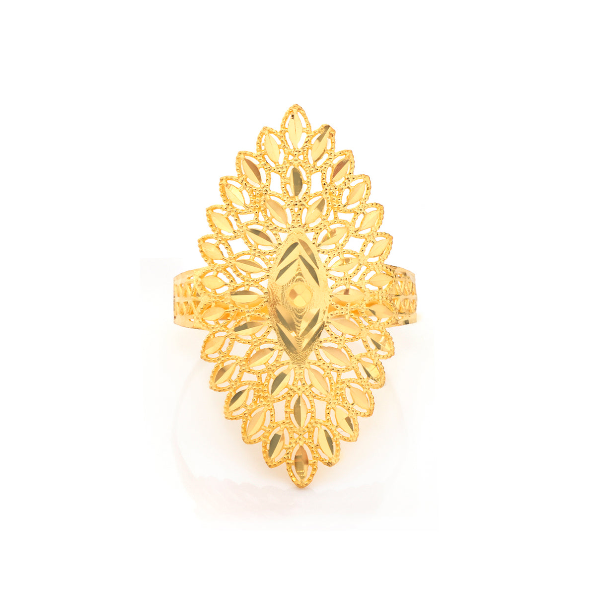 22K Gold Marquise Sunburst Leaf Ring - Zero making charge