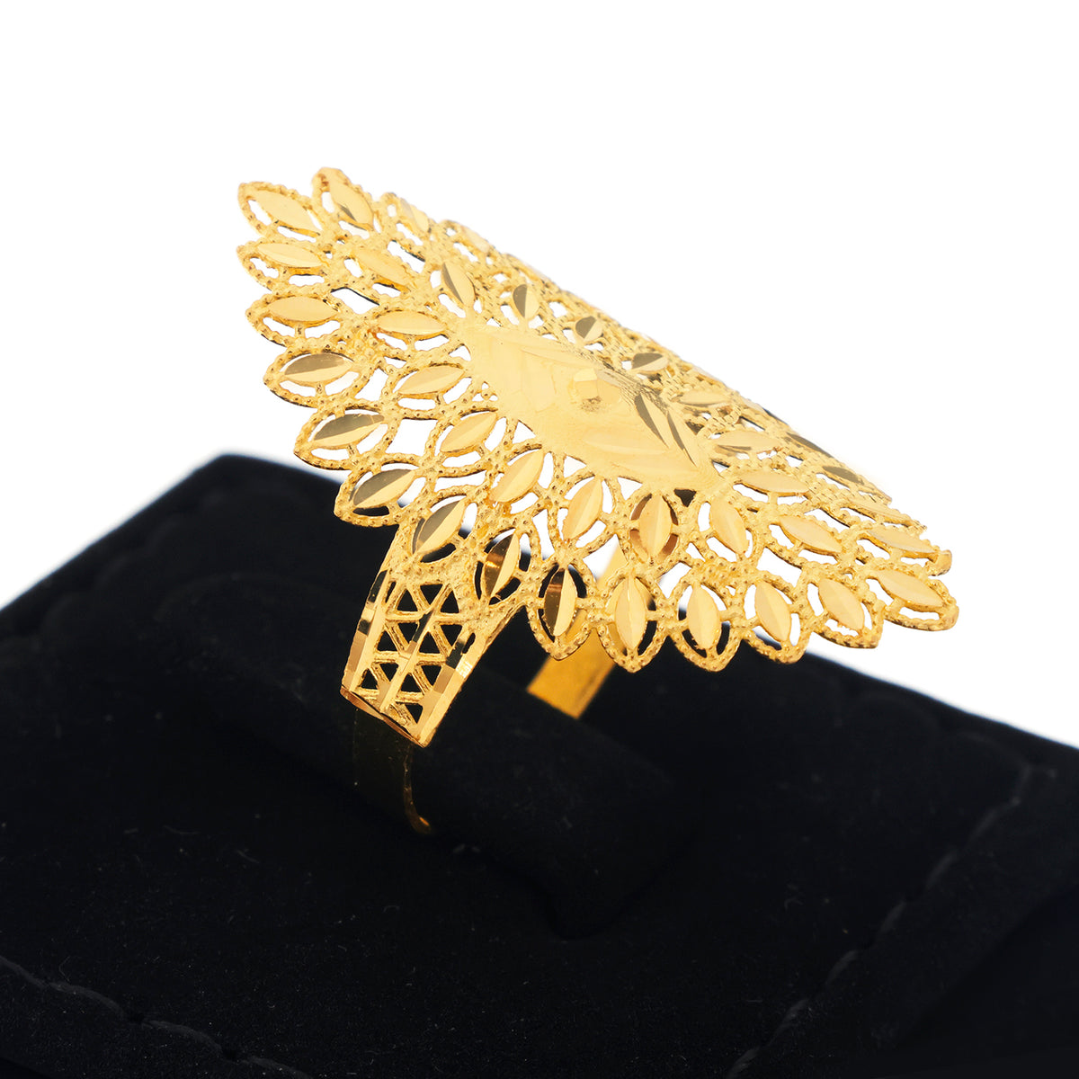 22K Gold Marquise Sunburst Leaf Ring - Zero making charge