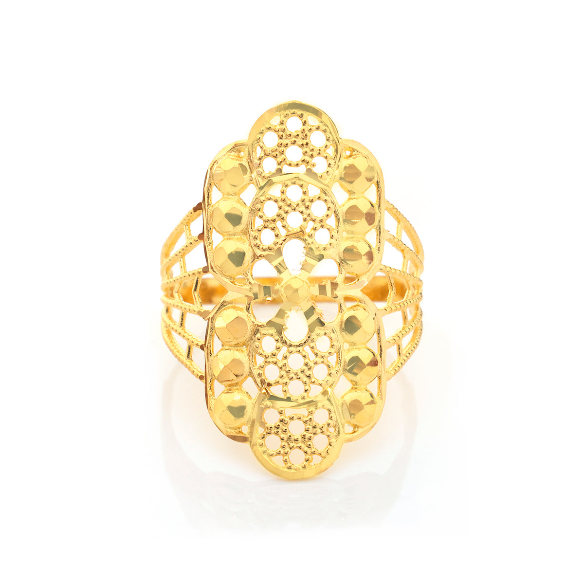 22K Gold Domed Clover Dot Cluster Ring - Zero making charge