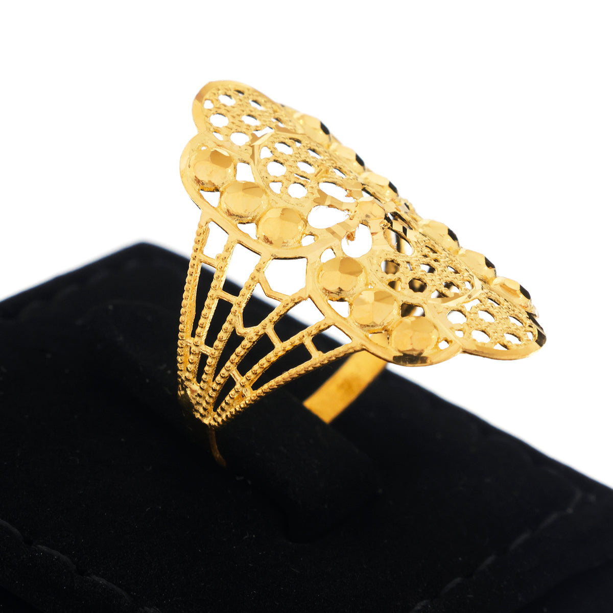 22K Gold Domed Clover Dot Cluster Ring - Zero making charge