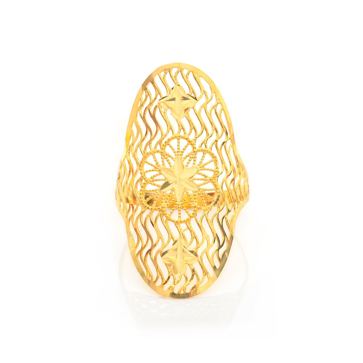 22K Gold Wavy Star Medallion Ring - Zero making charge