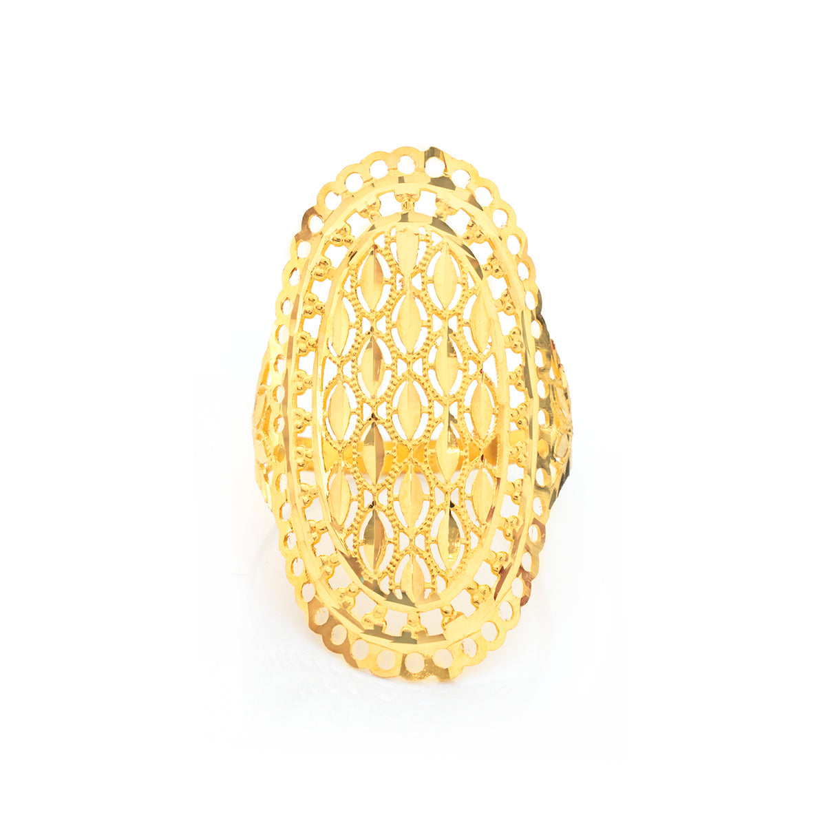 22K Gold Double-Frame Oval Lattice Ring - Zero making charge