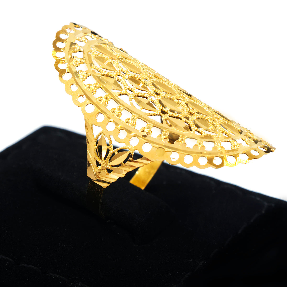 22K Gold Double-Frame Oval Lattice Ring - Zero making charge