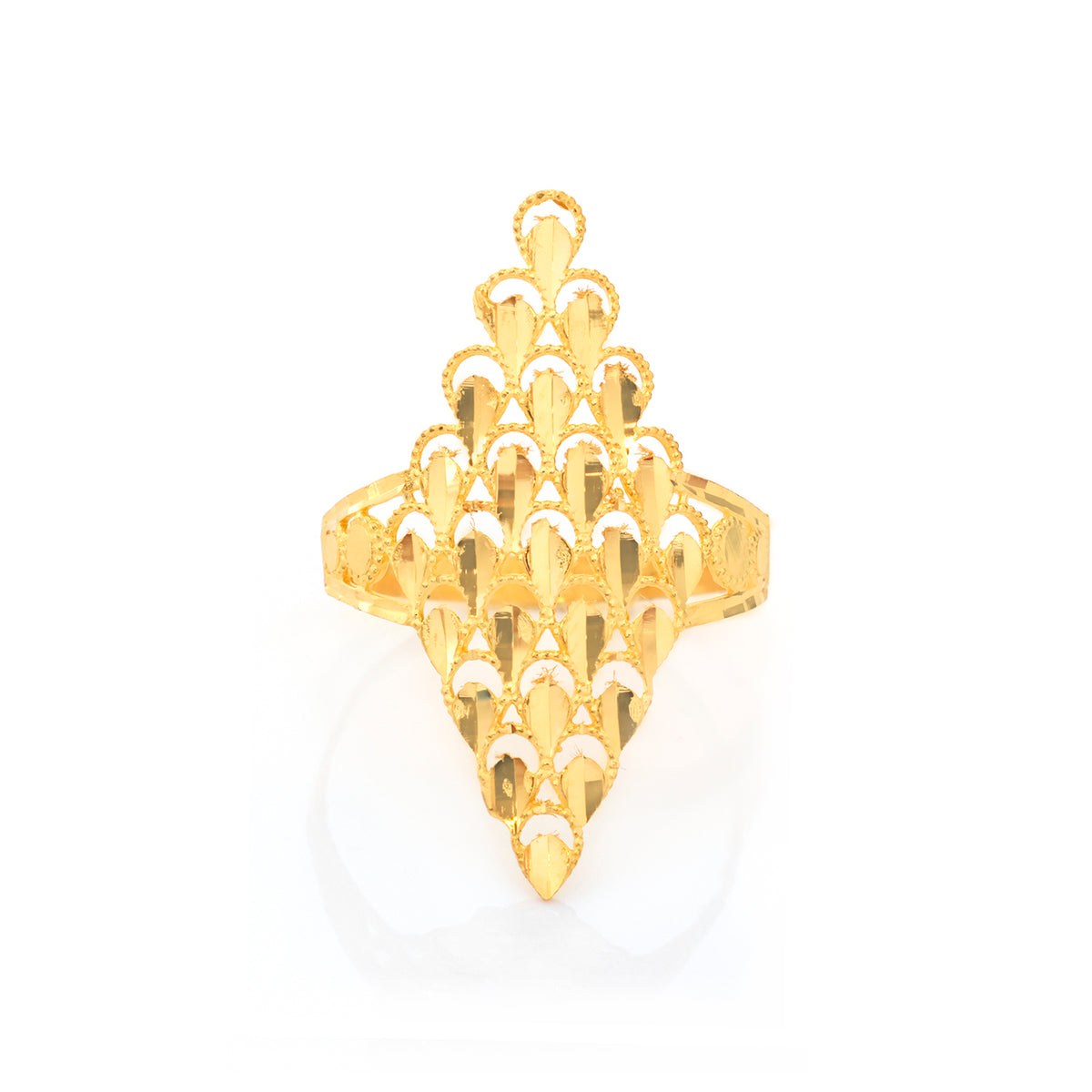 22K Gold Marquise Scale Pyramid Ring - Zero making charge