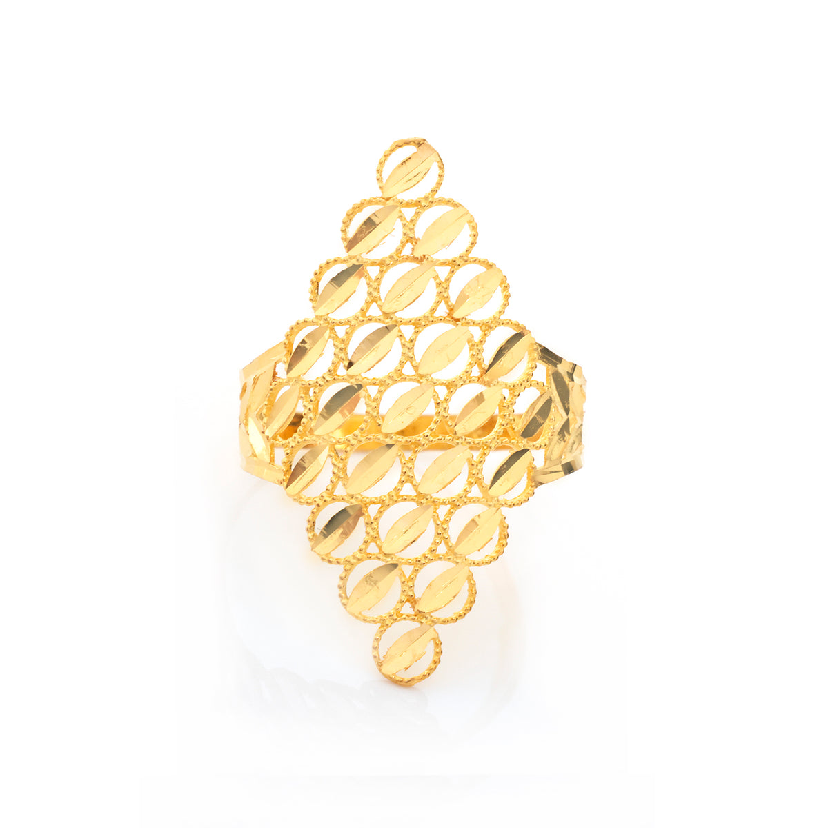 22K Gold Marquise Link Diamond Ring - Zero making charge