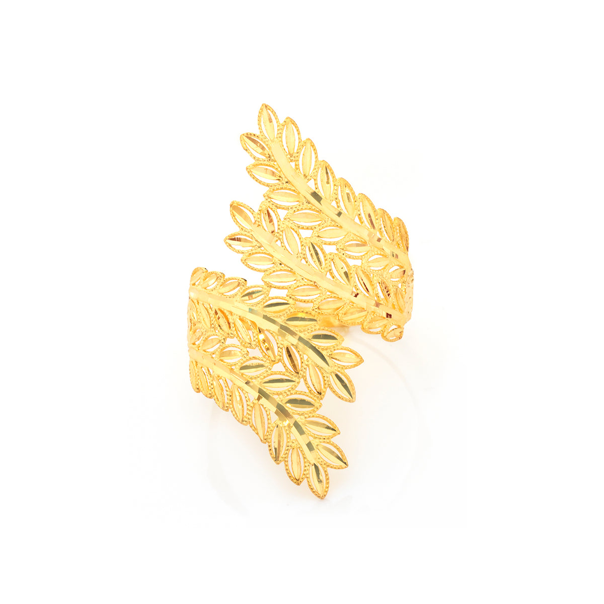 22K Gold Layered Fern Leaf Wrap Ring - Zero making charge