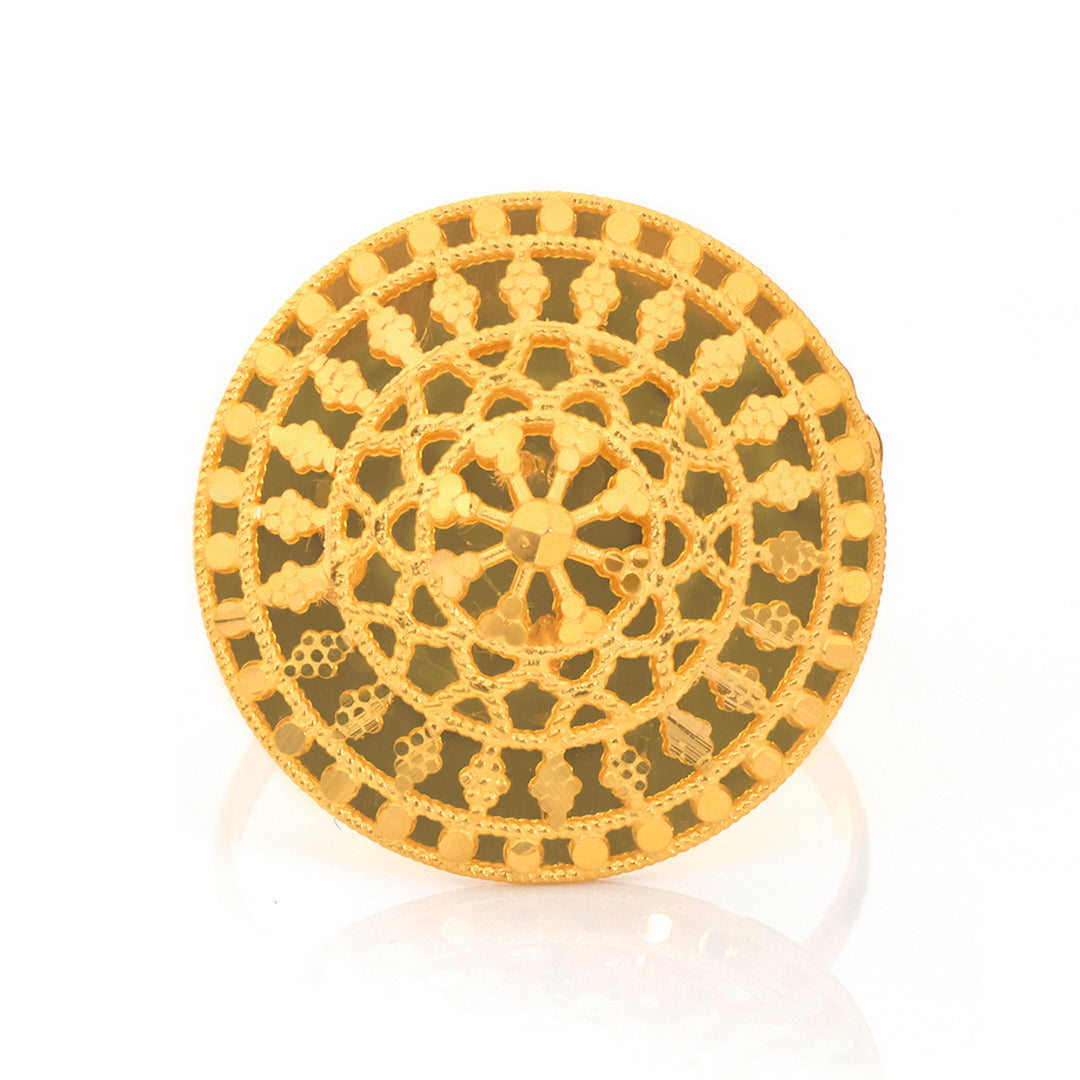 21K Gold Ring – Layered Radial Lattice – Zero Making Charge
