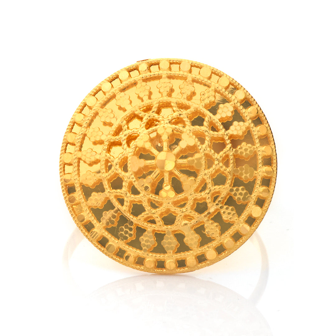 21K Gold Ring – Geometric Lattice Rosette – Zero Making Charge