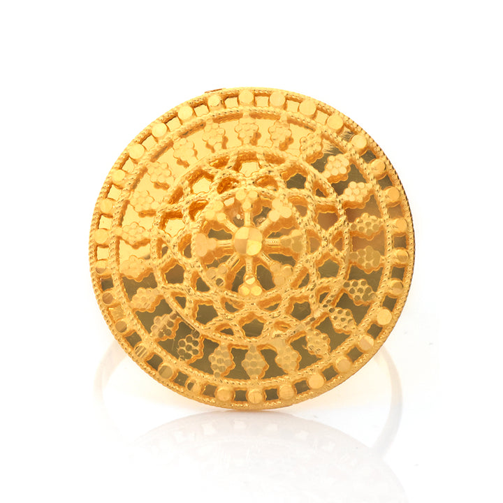21K Gold Ring – Geometric Lattice Rosette – Zero Making Charge