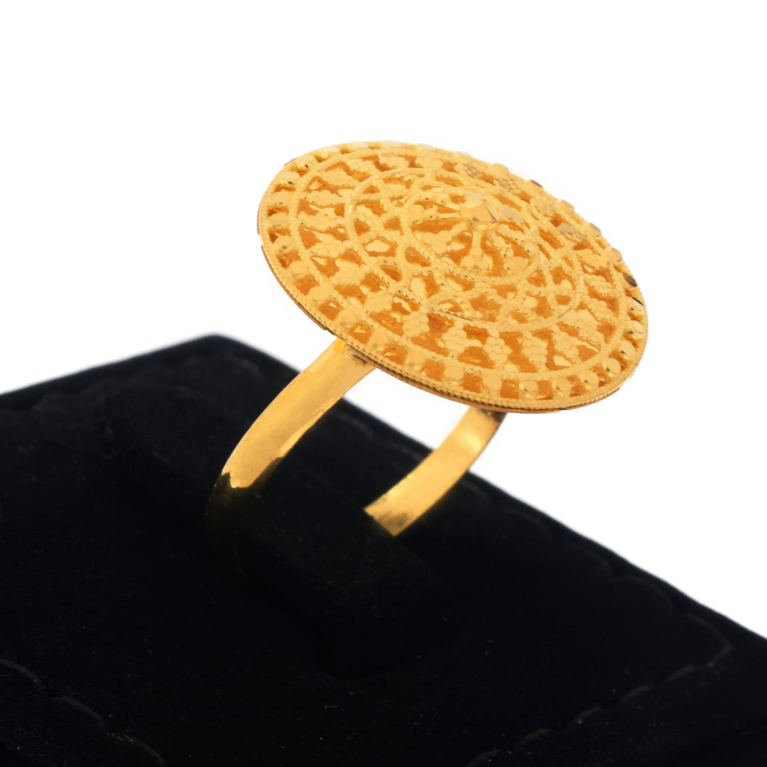 21K Gold Ring – Geometric Lattice Rosette – Zero Making Charge