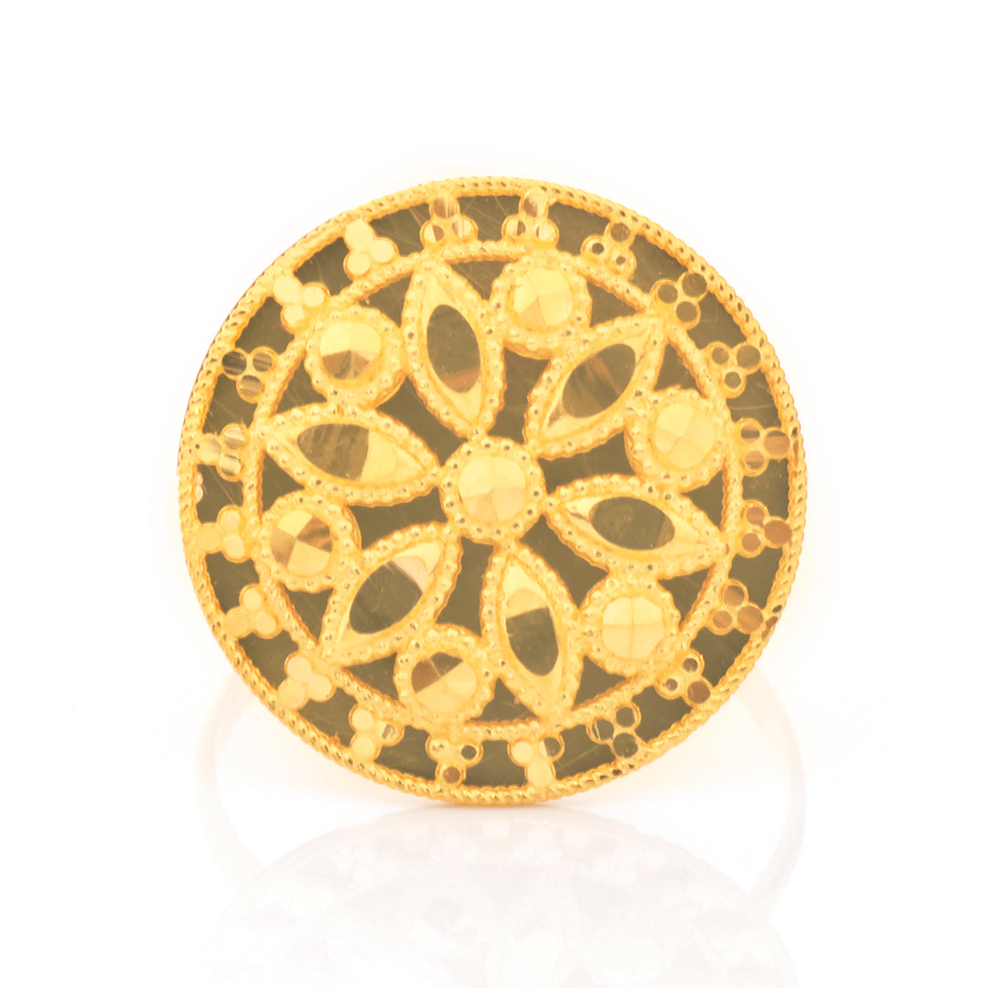 21K Gold Ring – Marquise Petal Flower – Zero Making Charge