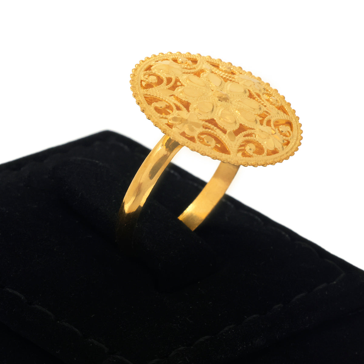 21K Gold Filigree Medallion Dome Ring - Zero making charge