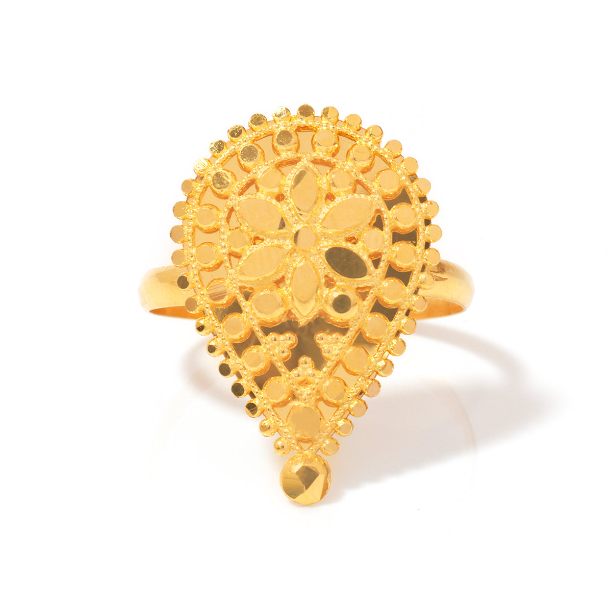 21K Gold Filigree Teardrop Statement Ring - Zero making charge