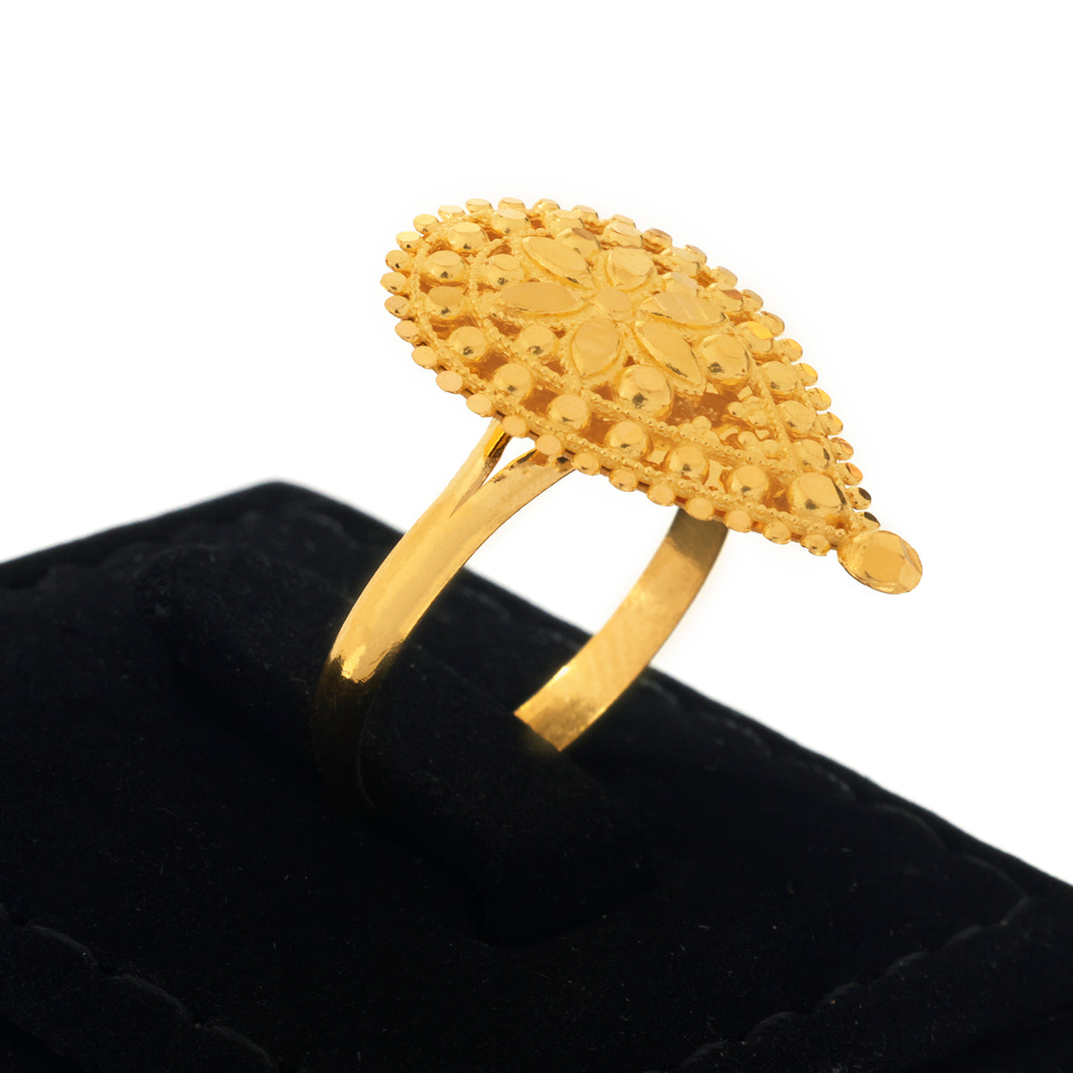 21K Gold Filigree Teardrop Statement Ring - Zero making charge