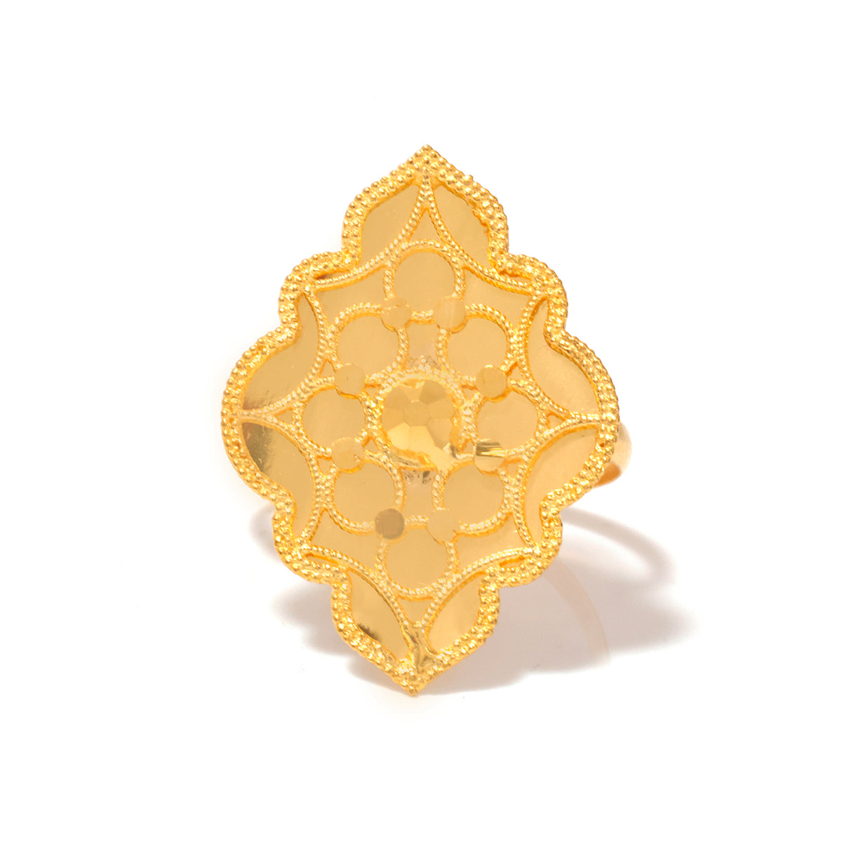 21K Gold Arabesque Lattice Floral Statement Ring - Zero making charge