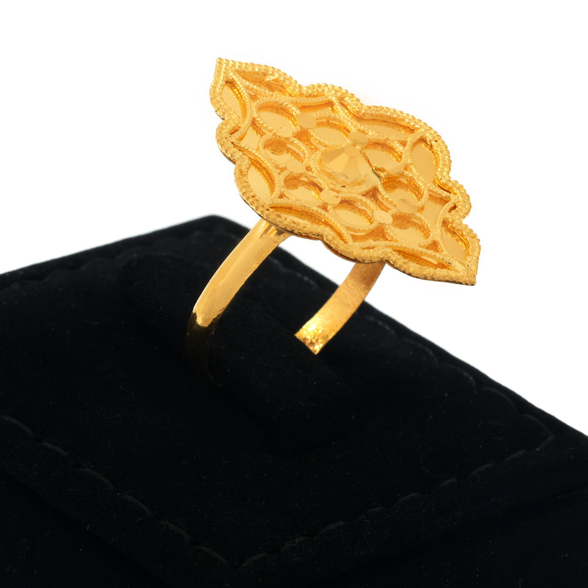 21K Gold Arabesque Lattice Floral Statement Ring - Zero making charge