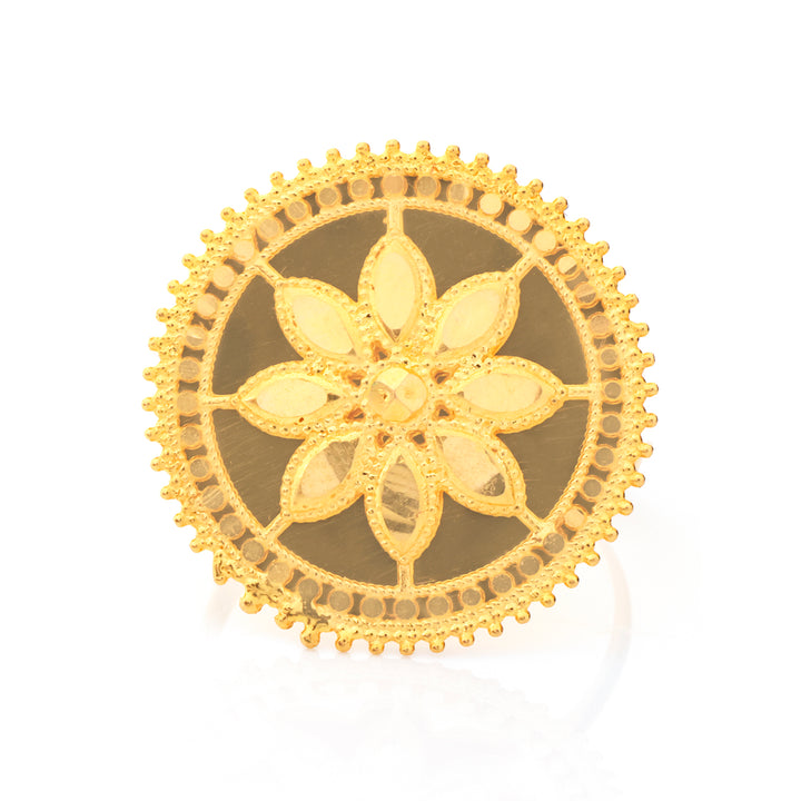 21K Gold Ring – Six-Petal Openwork Bloom – Zero Making Charge