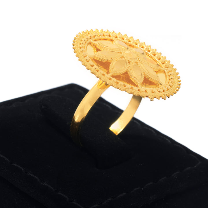 21K Gold Ring – Six-Petal Openwork Bloom – Zero Making Charge