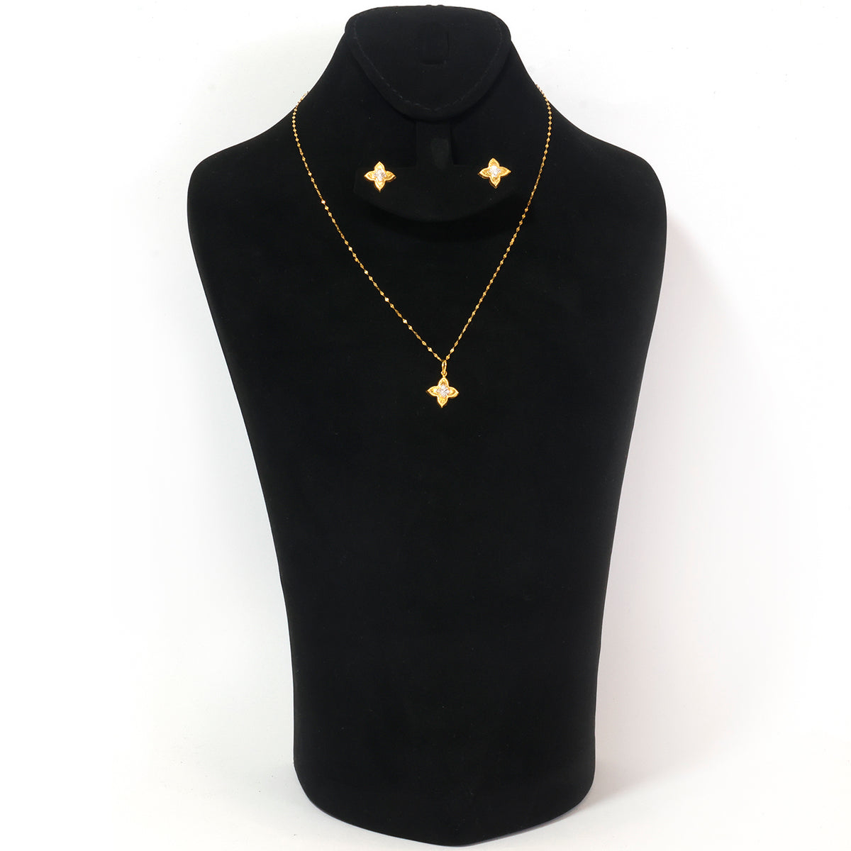 18K Gold Four-Point Star Necklace & Earring Set