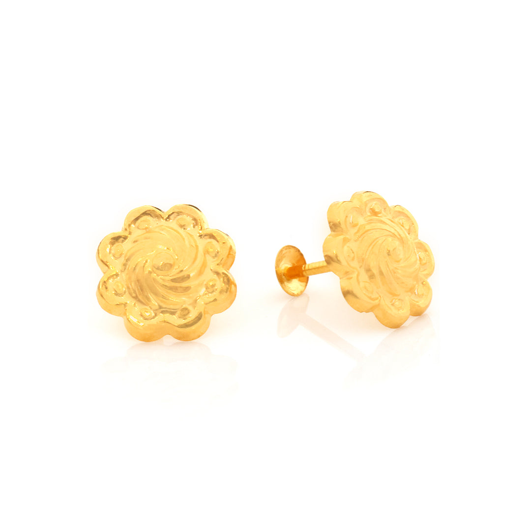 18K Gold Rose Flower Necklace &amp; Earring Set