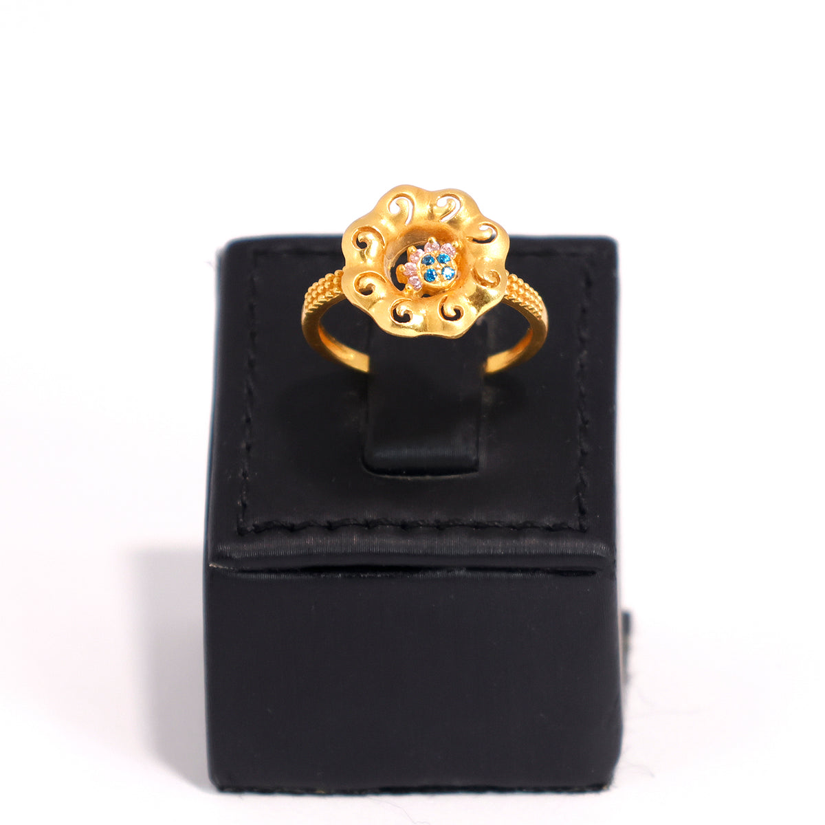 22k Gold Ring - Floral Design with CZ - Zero Making Charge - Main View