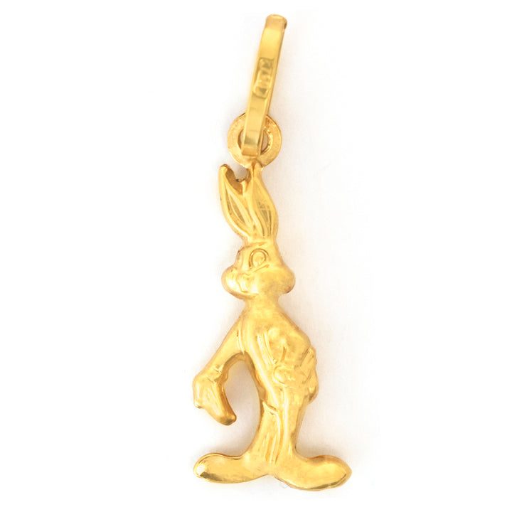 Gold rabbit pendant on a white background