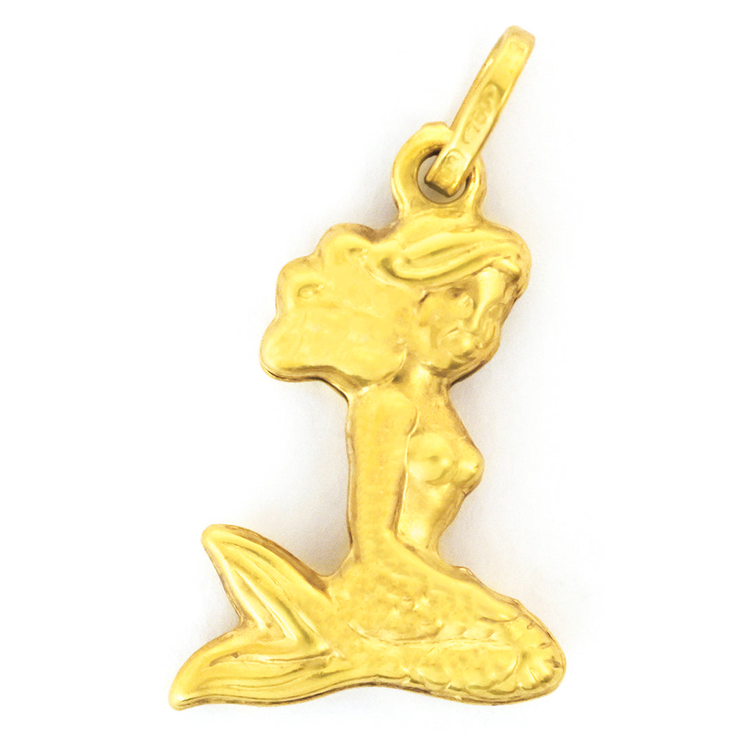Gold mermaid pendant on a white background