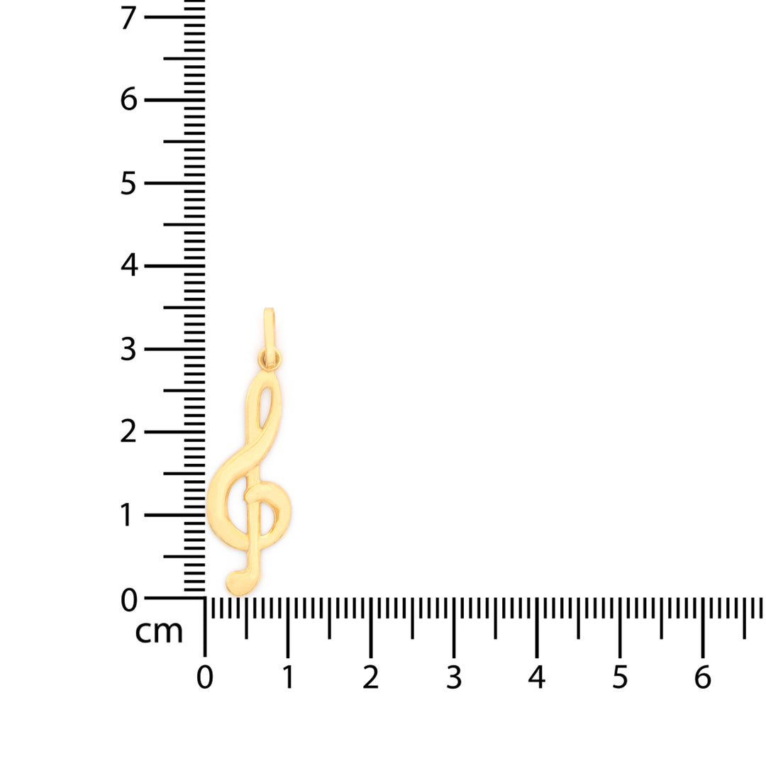 18K Gold Pendant – Flowing Treble Clef Charm