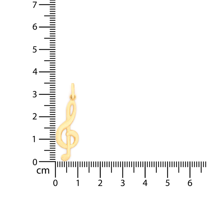 18K Gold Pendant – Flowing Treble Clef Charm