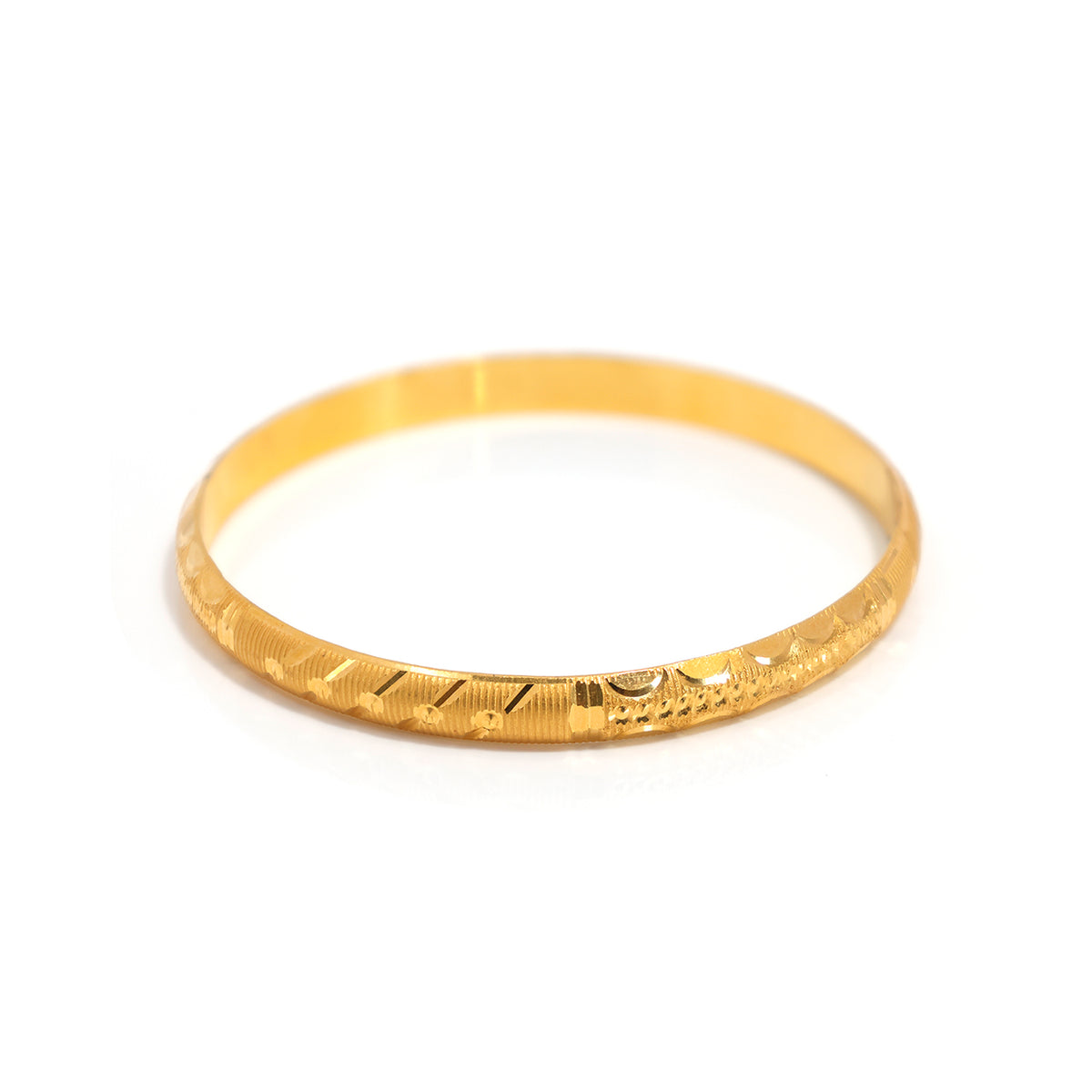 21K Gold Bangle with Decorative Textured Surface - Close View