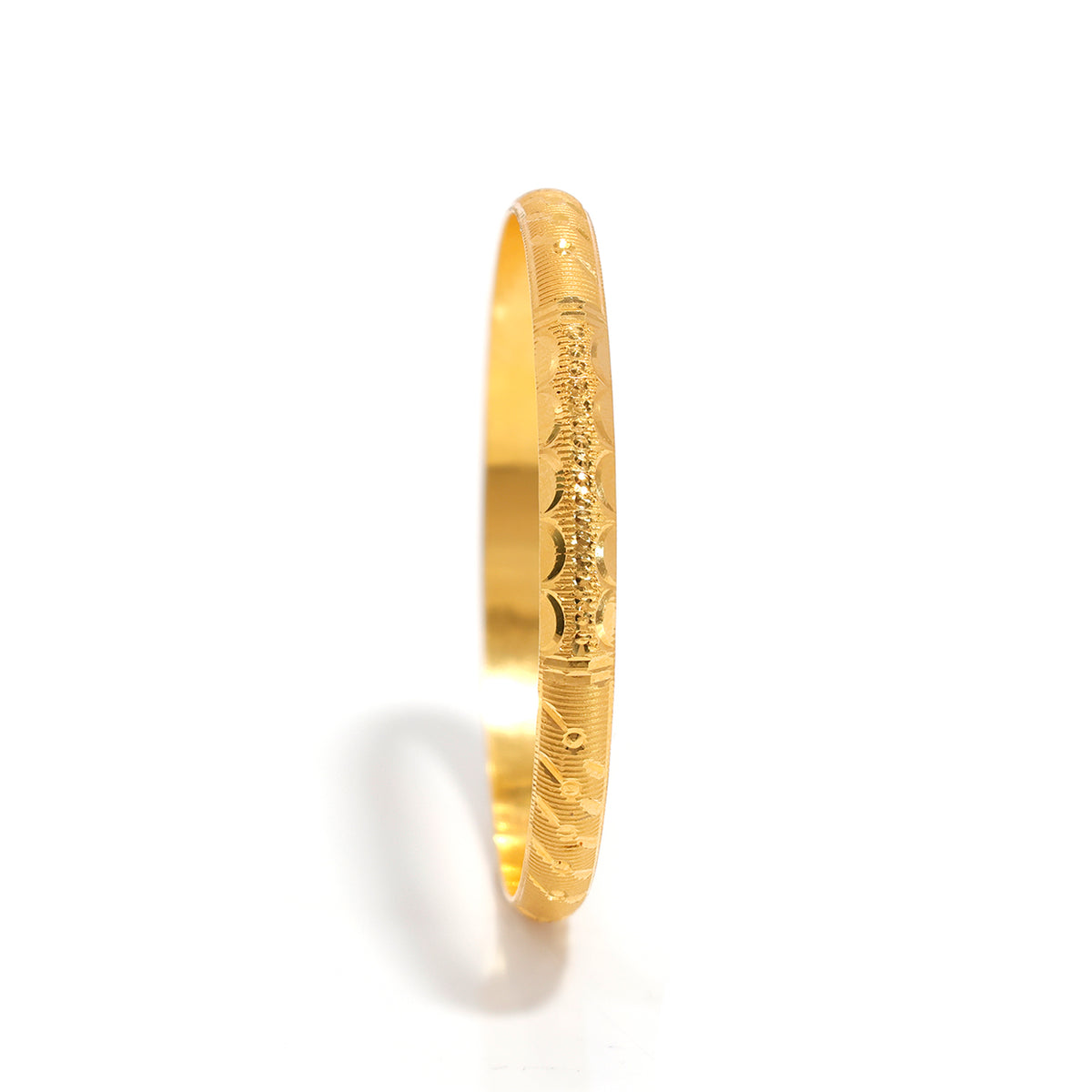 21K Gold Bangle with Decorative Textured Surface - Main View