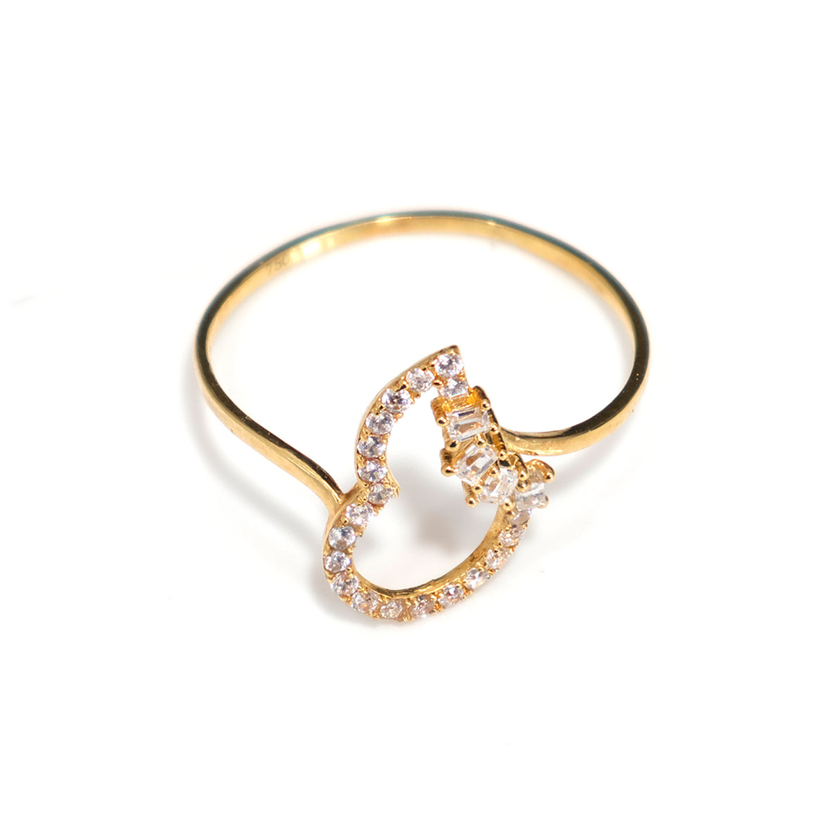 Modern 18K Gold Open Loop CZ Ring with Elegant Design - Main View