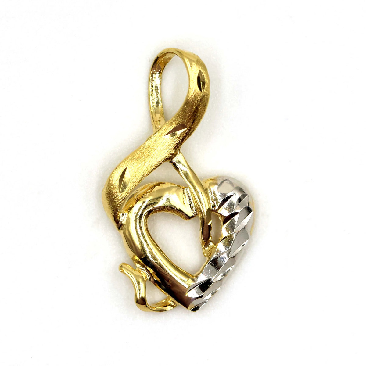 18K ذهب قلب & Ribbon معلقة - الفنان