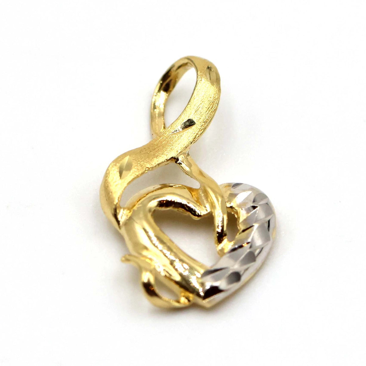 18K ذهب قلب & Ribbon معلقة - الفنان