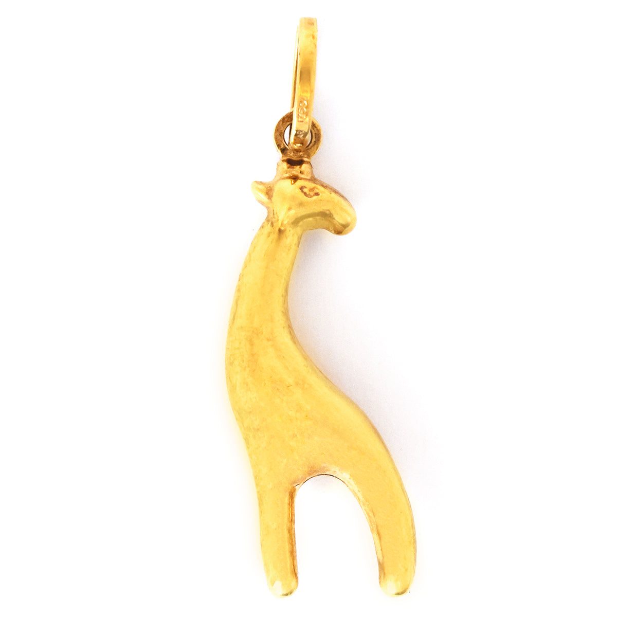 Gold giraffe-shaped pendant on a white background