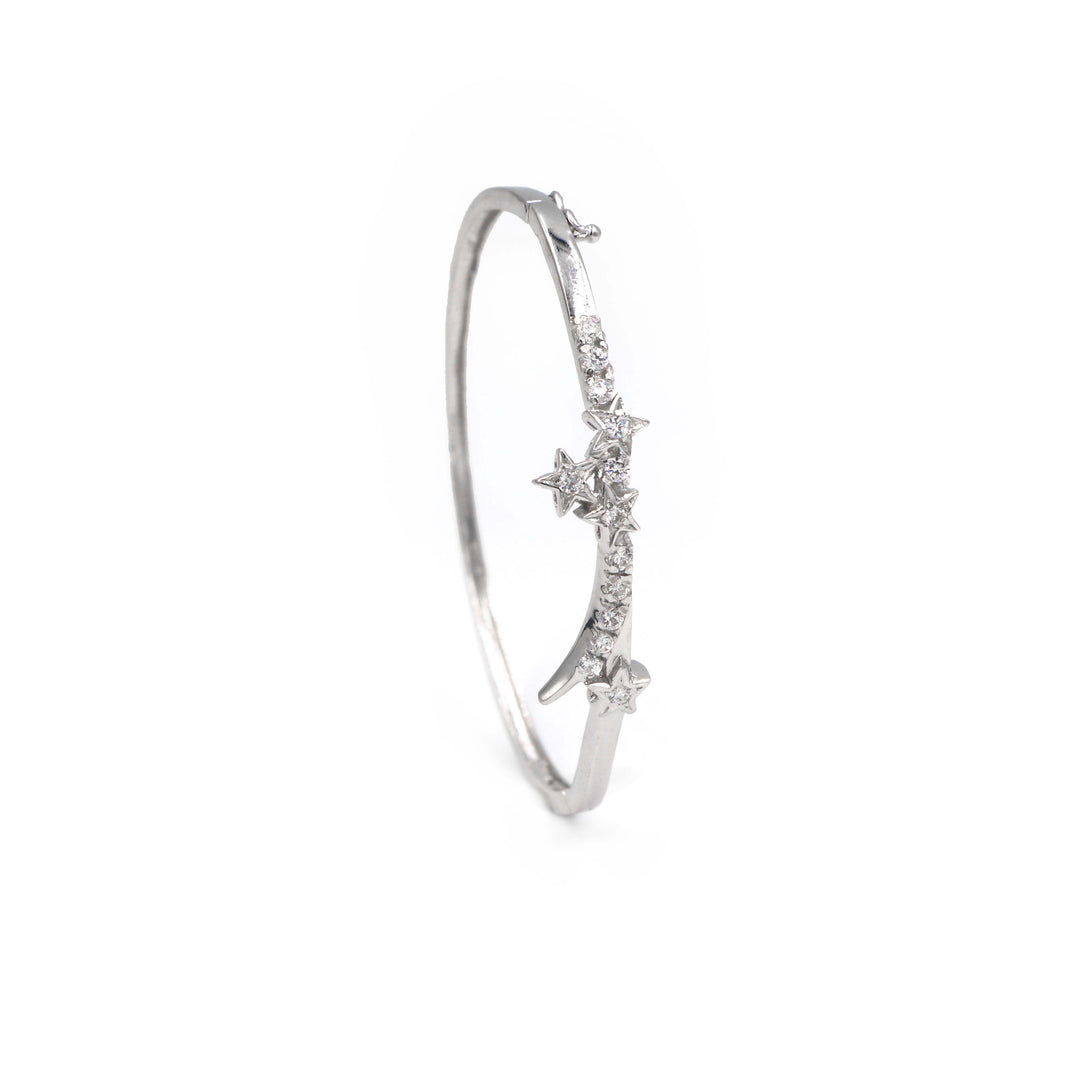 18K White Gold Bangles with Starry Diamonds